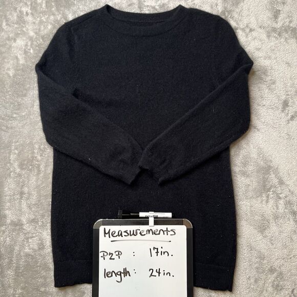 Talbots Cashmere Sweater Women's Small Black 3/4 Sleeve Crew Neck Black Solid - Picture 4 of 8